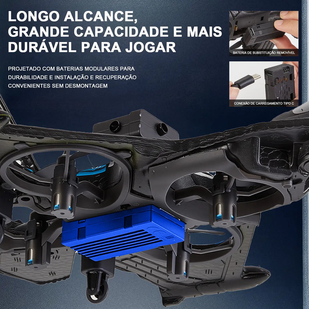 Avião de Controle Remoto Caça RC Jet com LED e Giro 360°