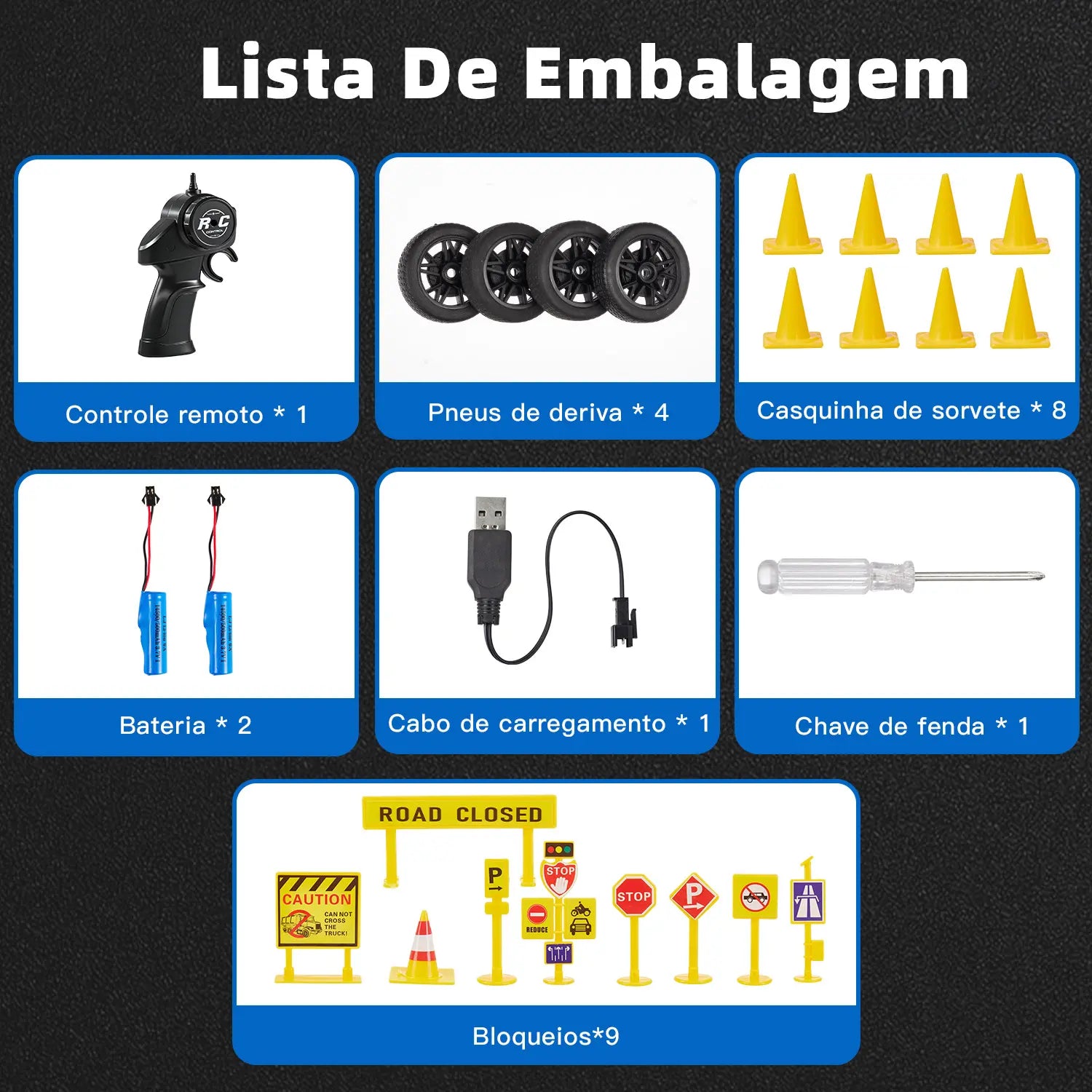 Carrinho De Controle Remoto Recarregável Branco