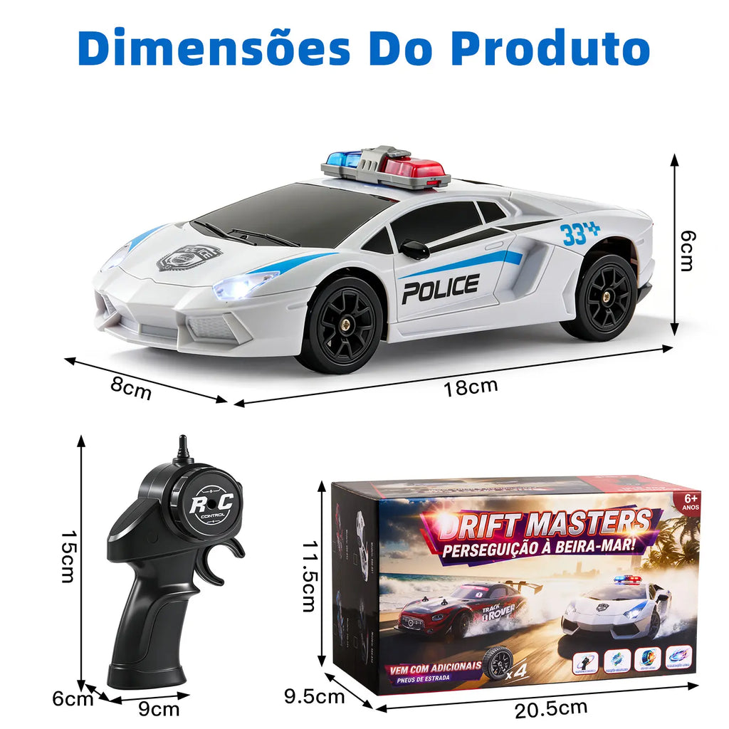 Carrinho De Controle Remoto Recarregável Branco