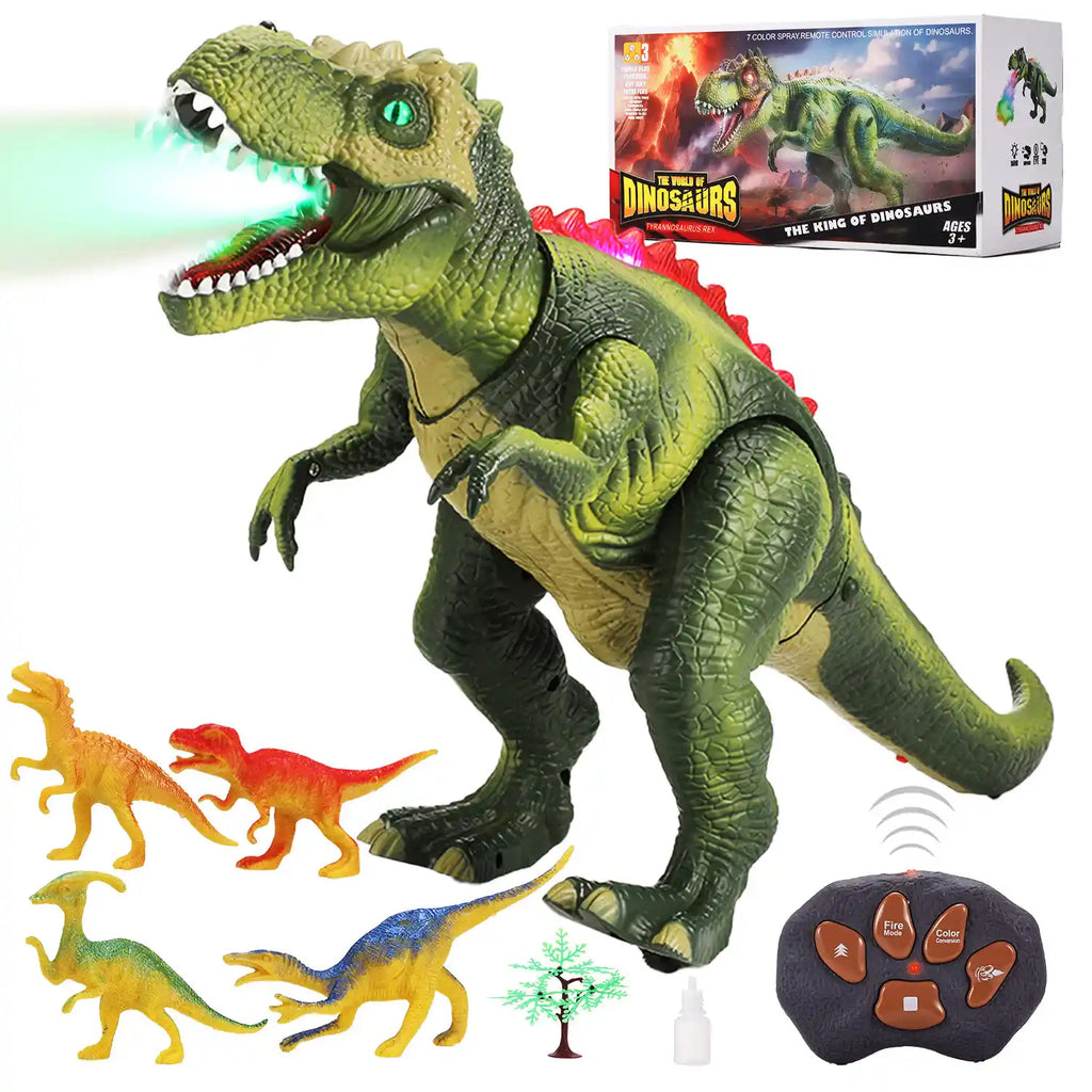 Dinossauro Robô com Controle Remoto, Spray e Luz LED