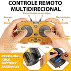 Escavadeira de Controle Remoto 1:16 com Pá de Metal e Luzes