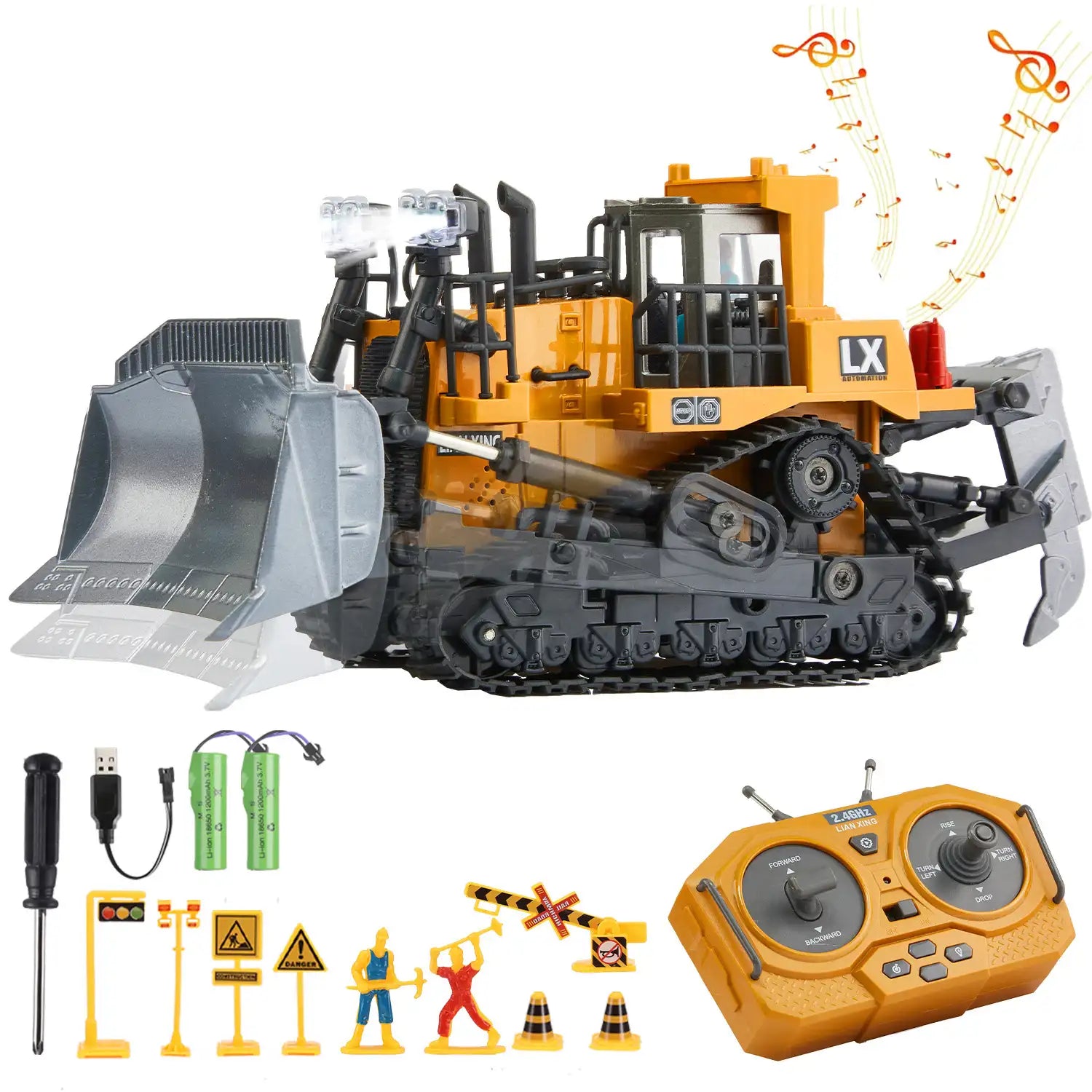 Trator Escavadeira de Controle Remoto 9 Canais 2.4GHz