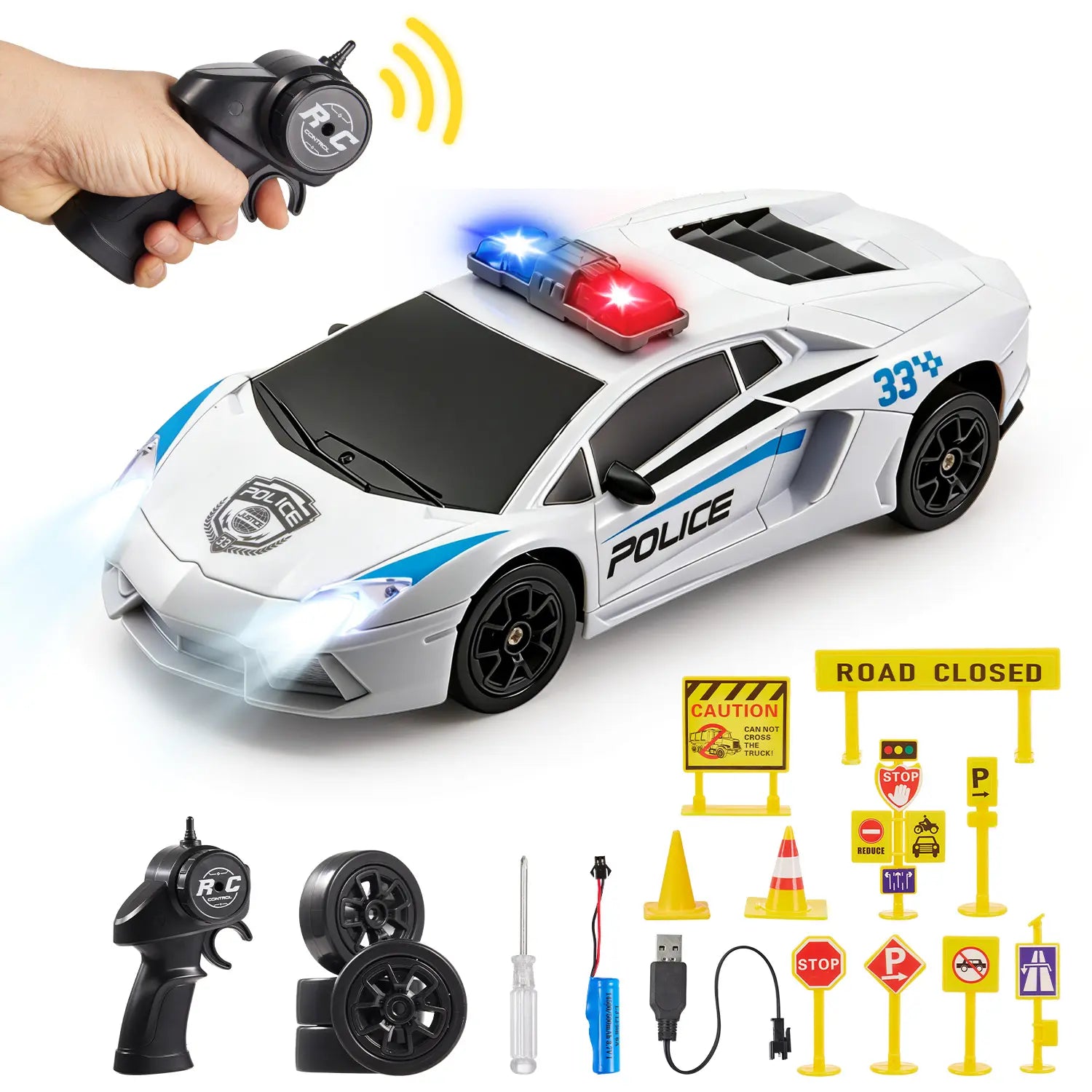 Carrinho De Controle Remoto Recarregável Branco