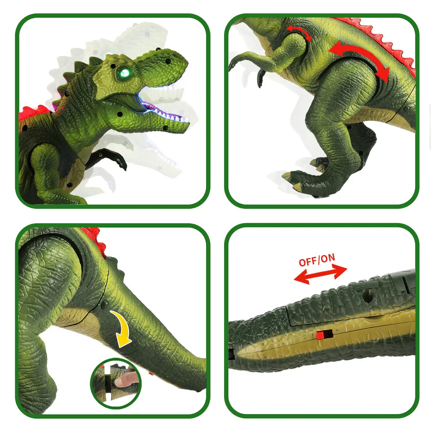 Dinossauro Robô com Controle Remoto, Spray e Luz LED