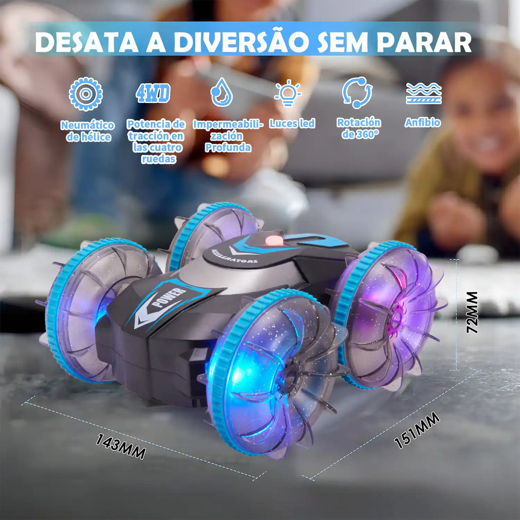 Carro de Controle Remoto Anfíbio com Luzes LED