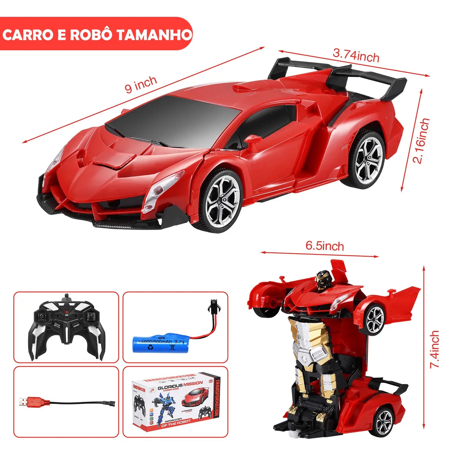Carro Robô Transformável RC 2 em 1