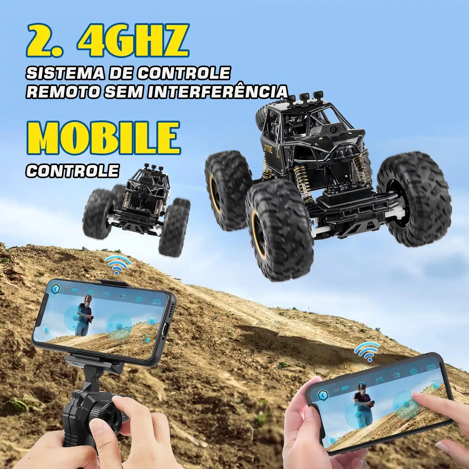 Carrinho de Controle Remoto Off-Road com Câmera 1080P FPV