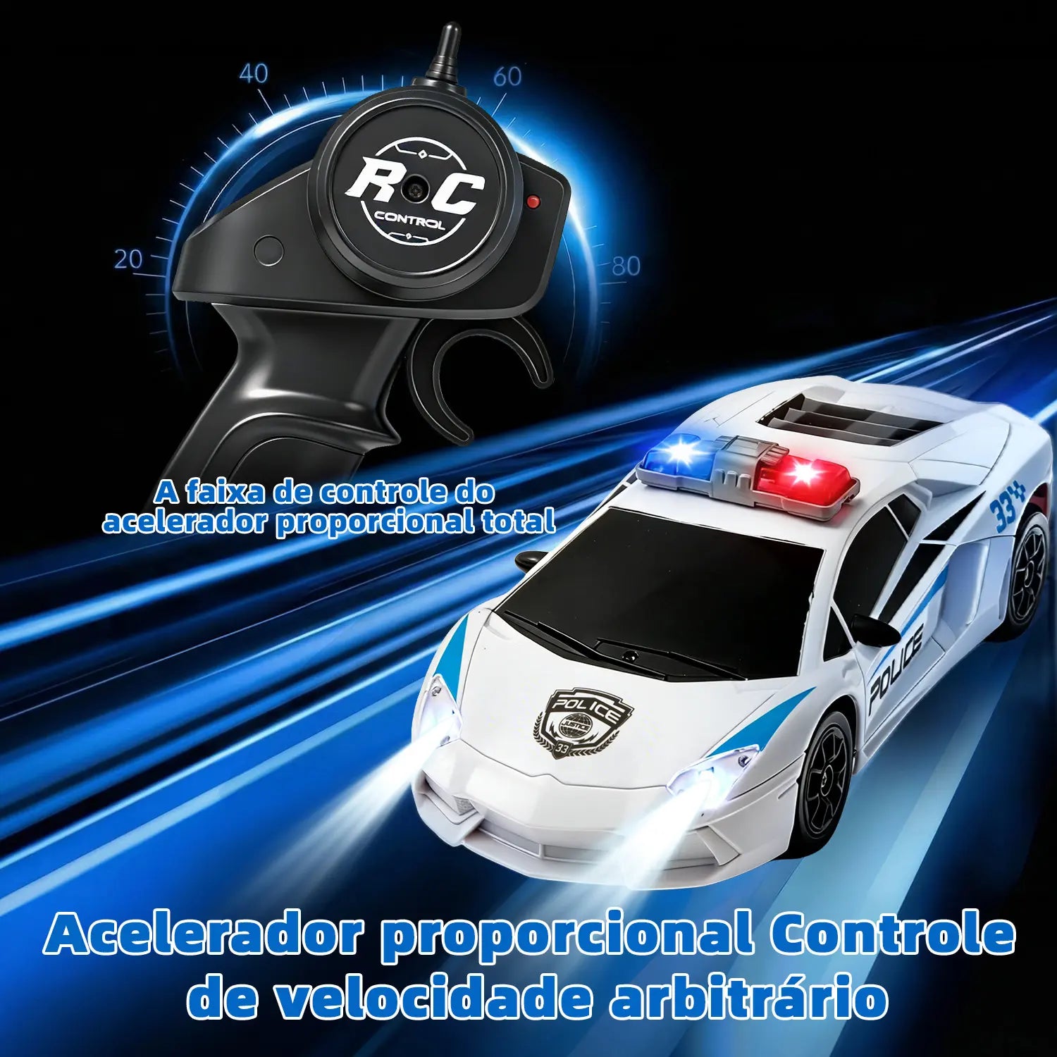Carrinho De Controle Remoto Recarregável Branco