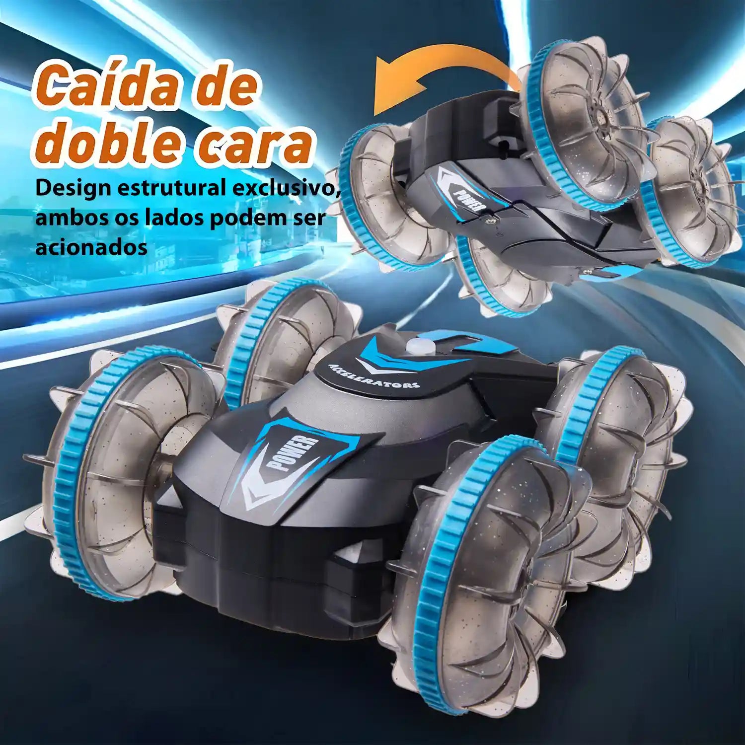 Carro de Controle Remoto Anfíbio com Luzes LED
