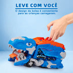 Caminhão Dinossauro Pista Com Carrinhos Cor Azul
