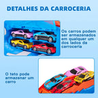 Caminhão Dinossauro Pista Com Carrinhos Cor Azul