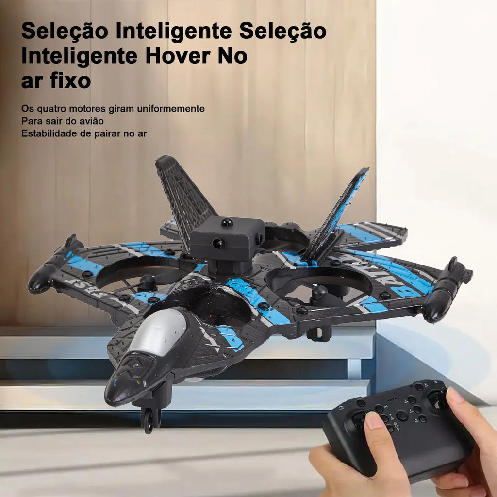 Avião de Controle Remoto Caça RC Jet com LED e Giro 360°
