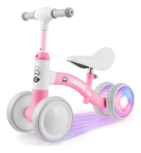 Bicicleta de Equilíbrio para Bebê Rosa com Quatro Rodas